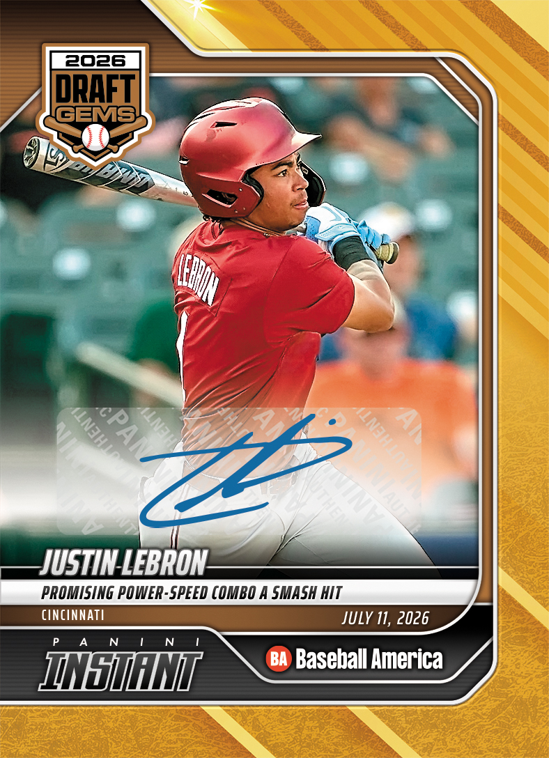 Product image 1 for - Justin Lebron - 2026 Panini Instant Baseball #5 - Gold /10 Auto