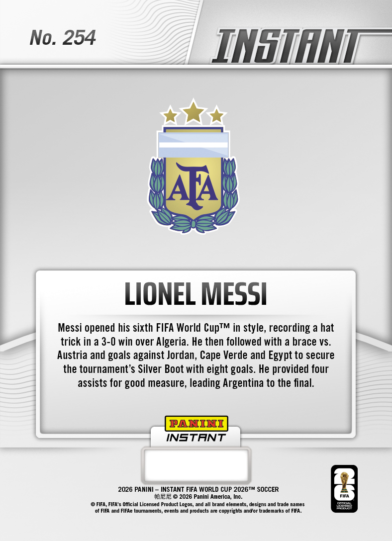 Product thumbnail image 2 of Lionel Messi - 2026 Panini Instant FIFA World Cup 2026™ #254 - Multi 1/1