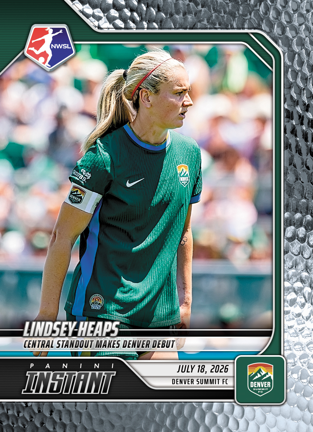 Detailed Image of Lindsey Heaps - 2026 Panini Instant NWSL #107 - Metallic /5