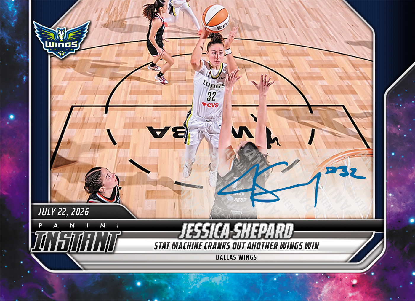 Detailed Image of Jessica Shepard - 2026 Panini Instant WNBA #261 - Galaxy 1/1 Auto