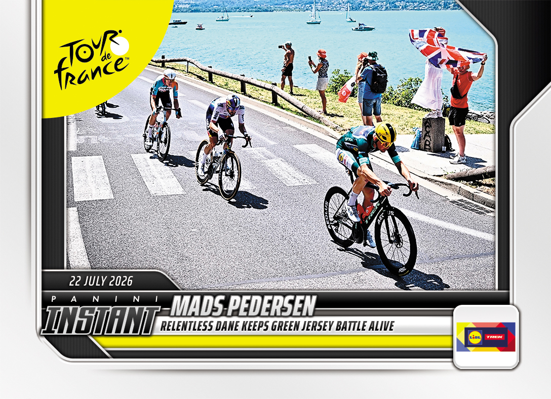 Detailed Image of Mads Pederson - 2026 Panini Instant Tour de France #55 - Base Card 5-pack