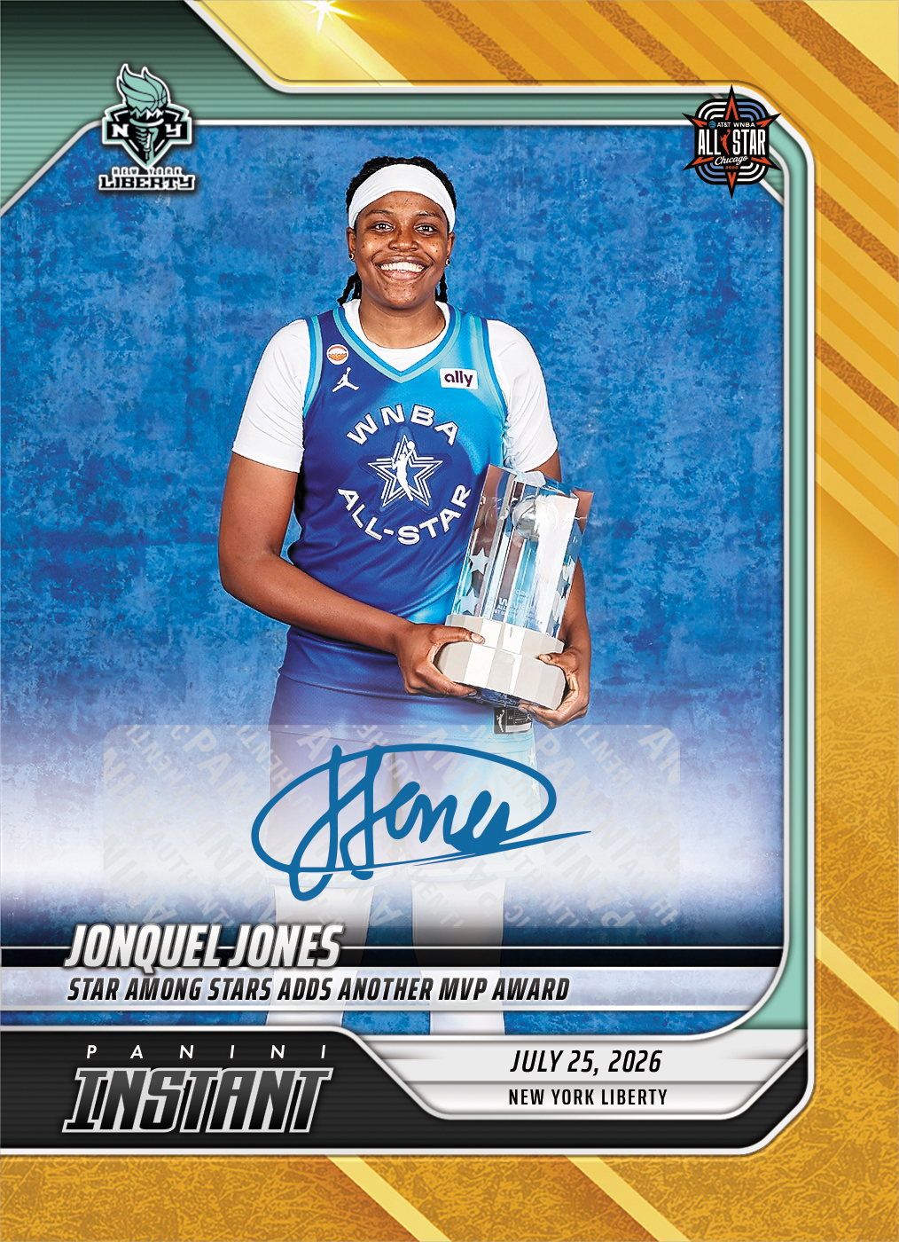 Product image 1 for - Jonquel Jones - 2026 Panini Instant WNBA #264 - Gold /10 Auto