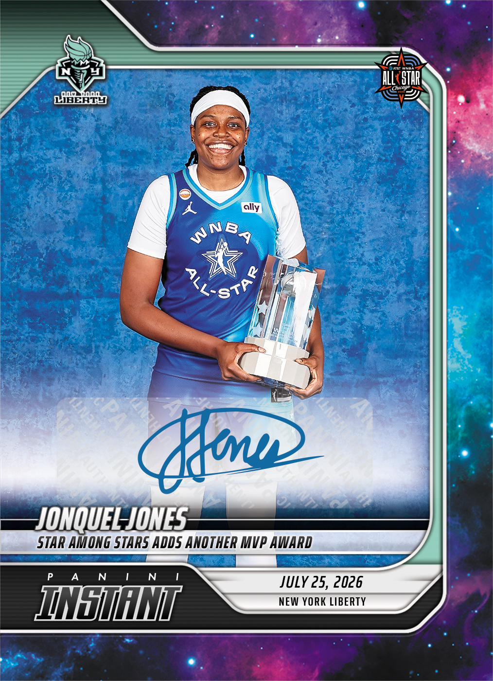 Detailed Image of Jonquel Jones - 2026 Panini Instant WNBA #264 - Galaxy 1/1 Auto
