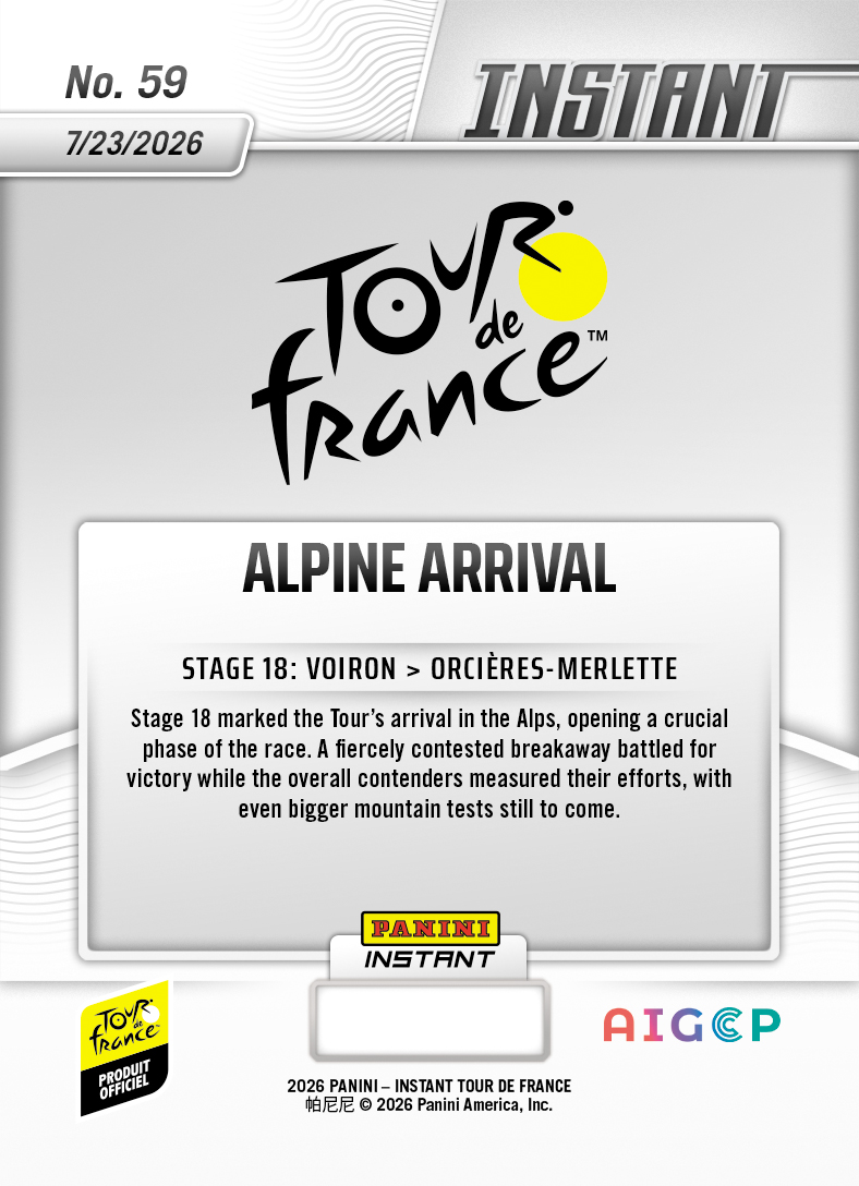 Product thumbnail image 2 of Alpine Arrival - 2026 Panini Instant Tour de France #59 - Base Card 10-pack