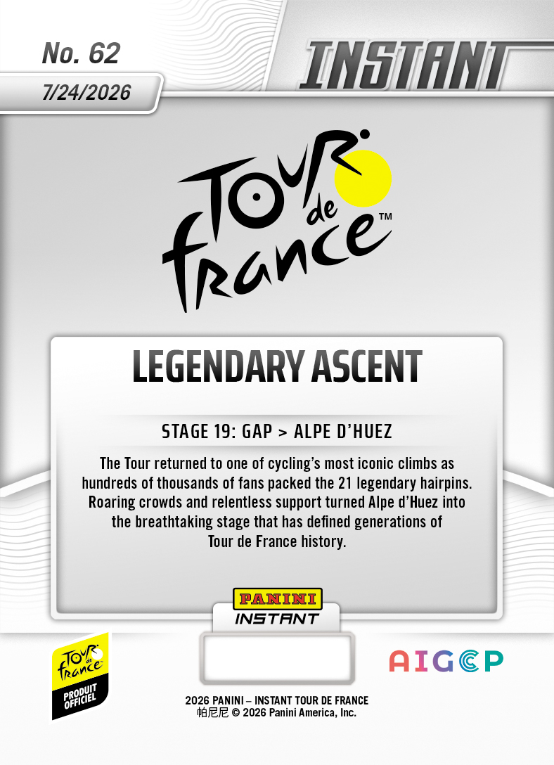 Product thumbnail image 2 of Legendary Ascent - 2026 Panini Instant Tour de France #62 - Base Card 25-pack