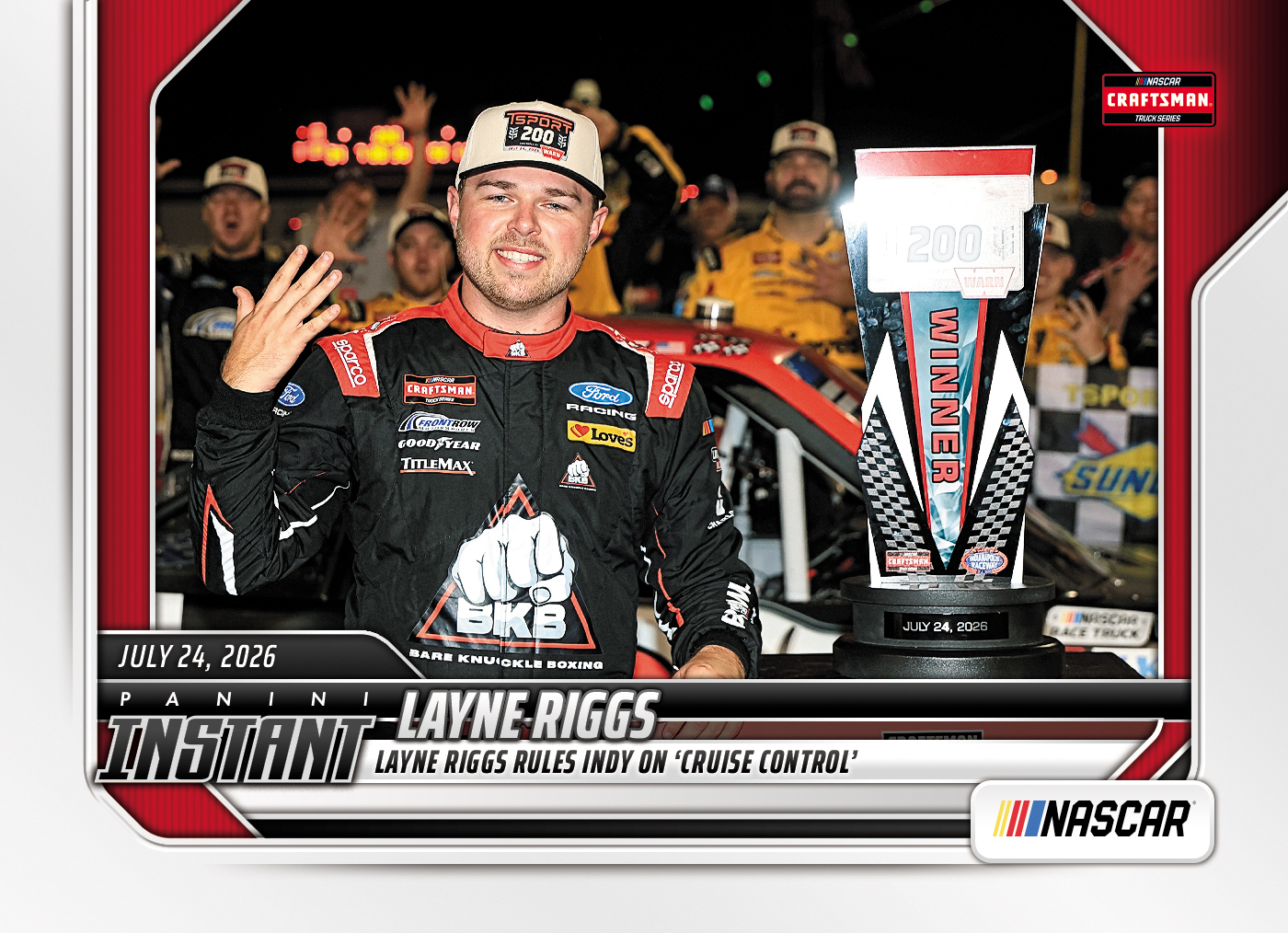 Detailed Image of Layne Riggs - 2026 Panini Instant NASCAR #67 - Base Card 10-pack