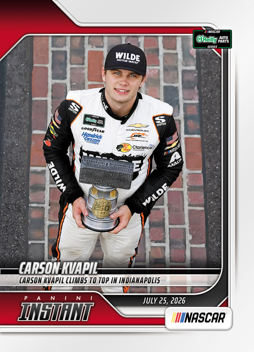 Detailed Image of Carson Kvapil - 2026 Panini Instant NASCAR #68 - Base Card 25-pack