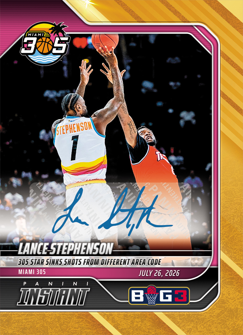 Detailed Image of Lance Stephenson - 2026 Panini Instant Big3 #28 - Gold /10 Auto