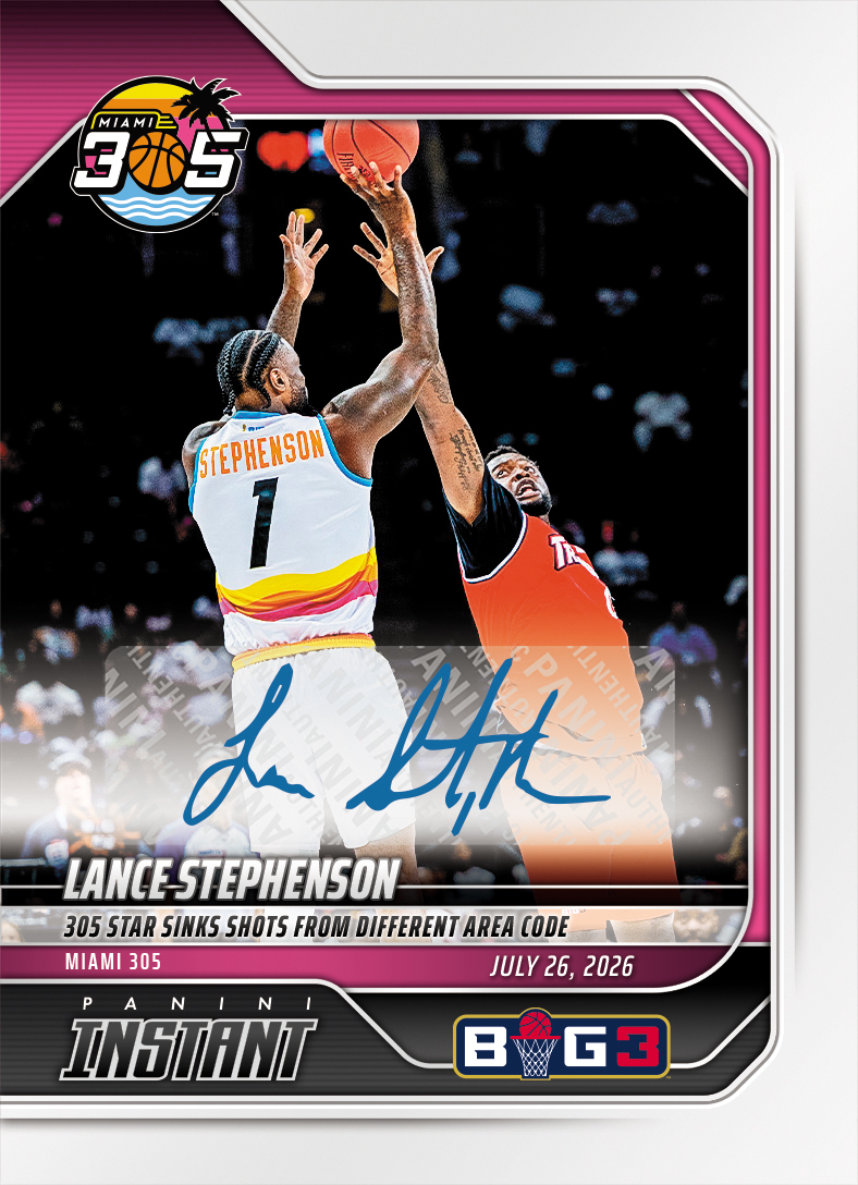 Detailed Image of Lance Stephenson - 2026 Panini Instant Big3 #28 - Base /99 Auto