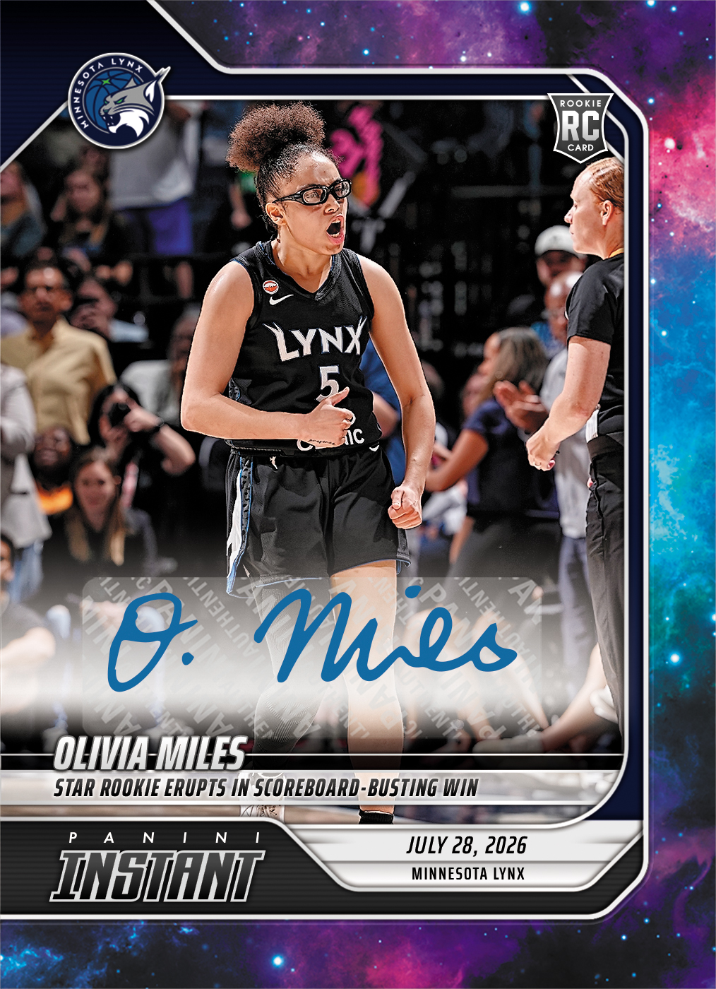 Detailed Image of Olivia Miles - 2026 Panini Instant WNBA #267 - Galaxy 1/1 Auto