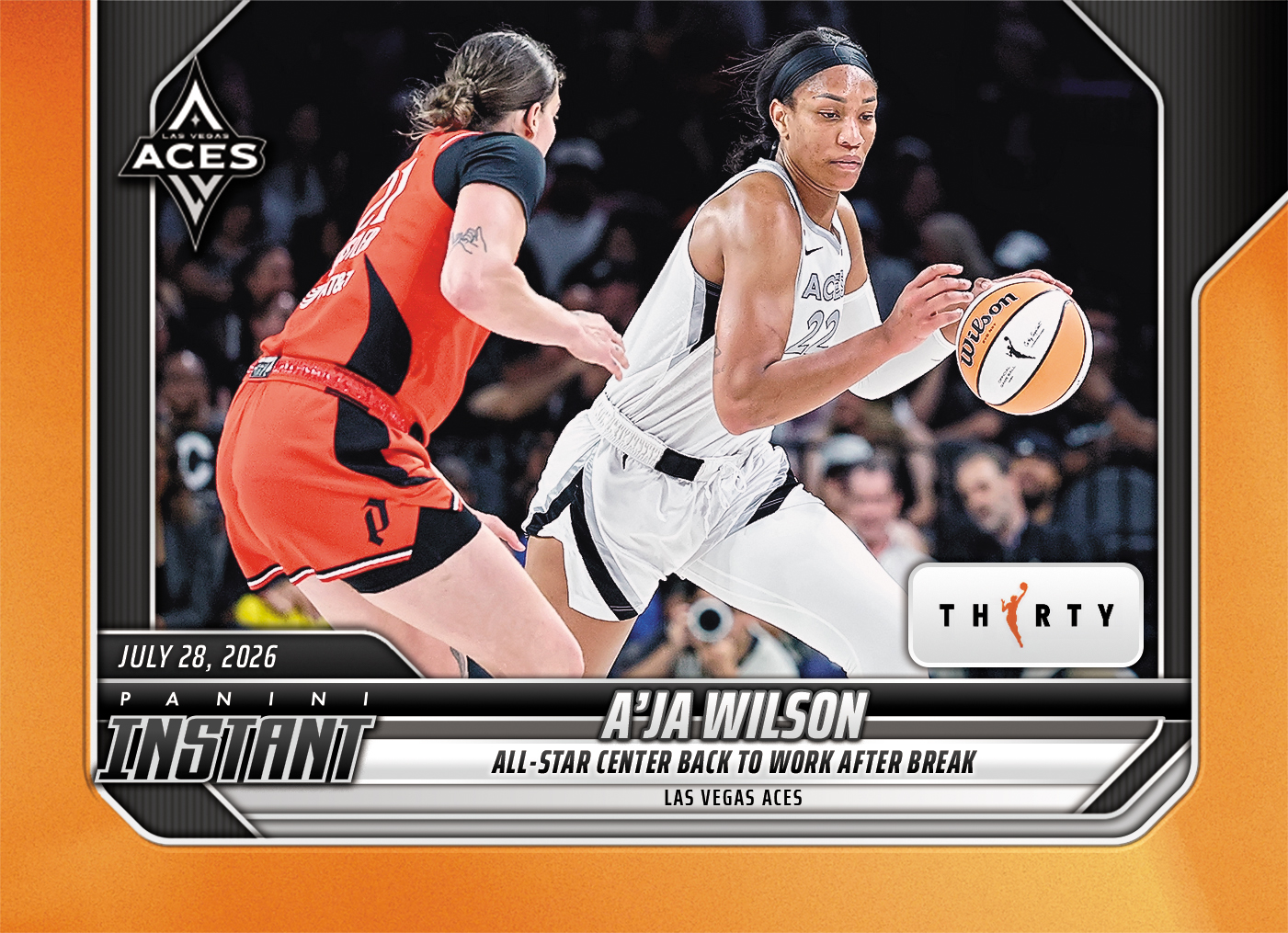 Detailed Image of A'ja Wilson - 2026 Panini Instant WNBA #270 - 30th Anniversary /30