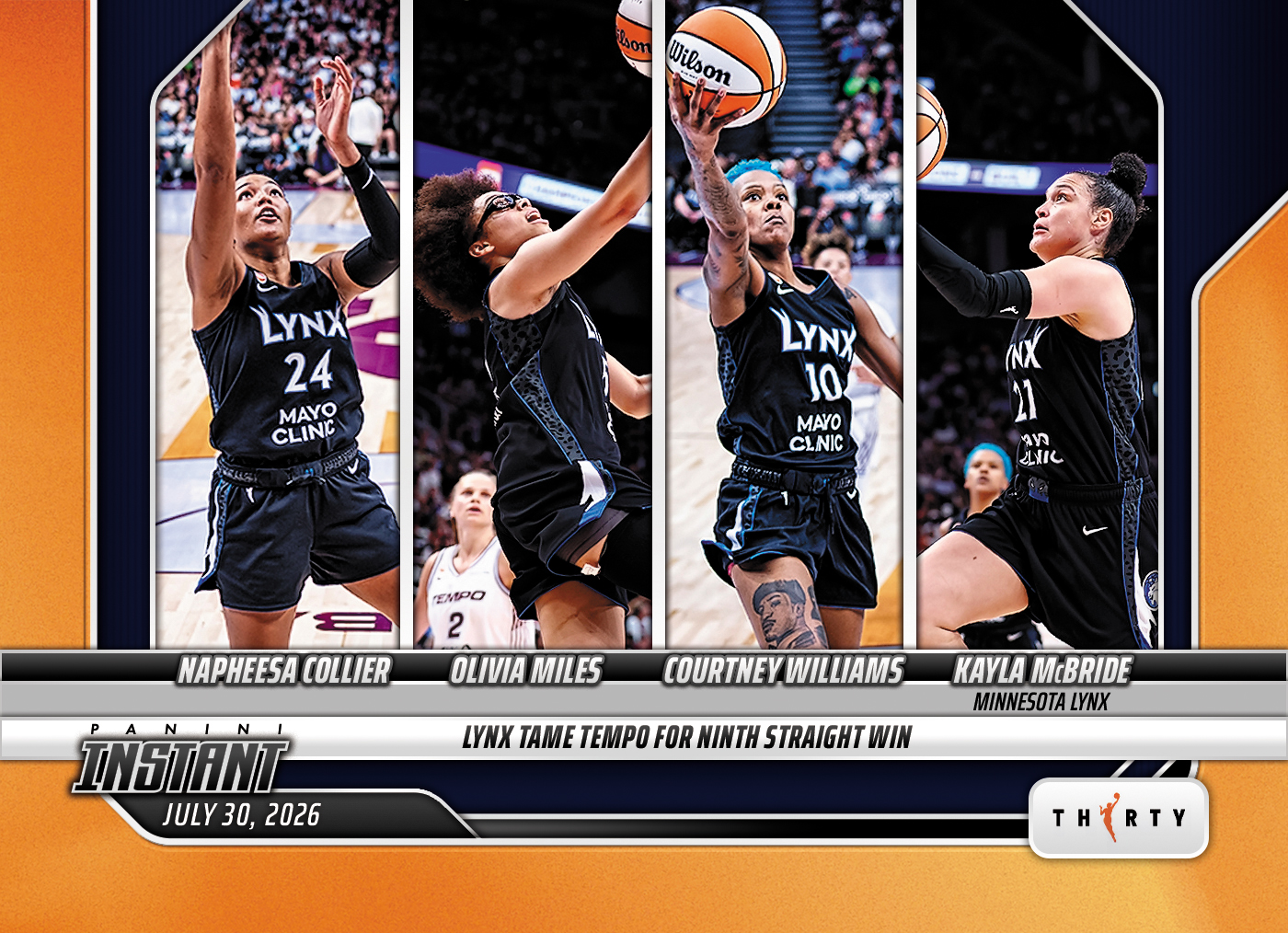 Detailed Image of Napheesa Collier/Olivia Miles/Courtney Williams/Kayla McBride - 2026 Panini Instant WNBA #271 - 30th Anniversary /30