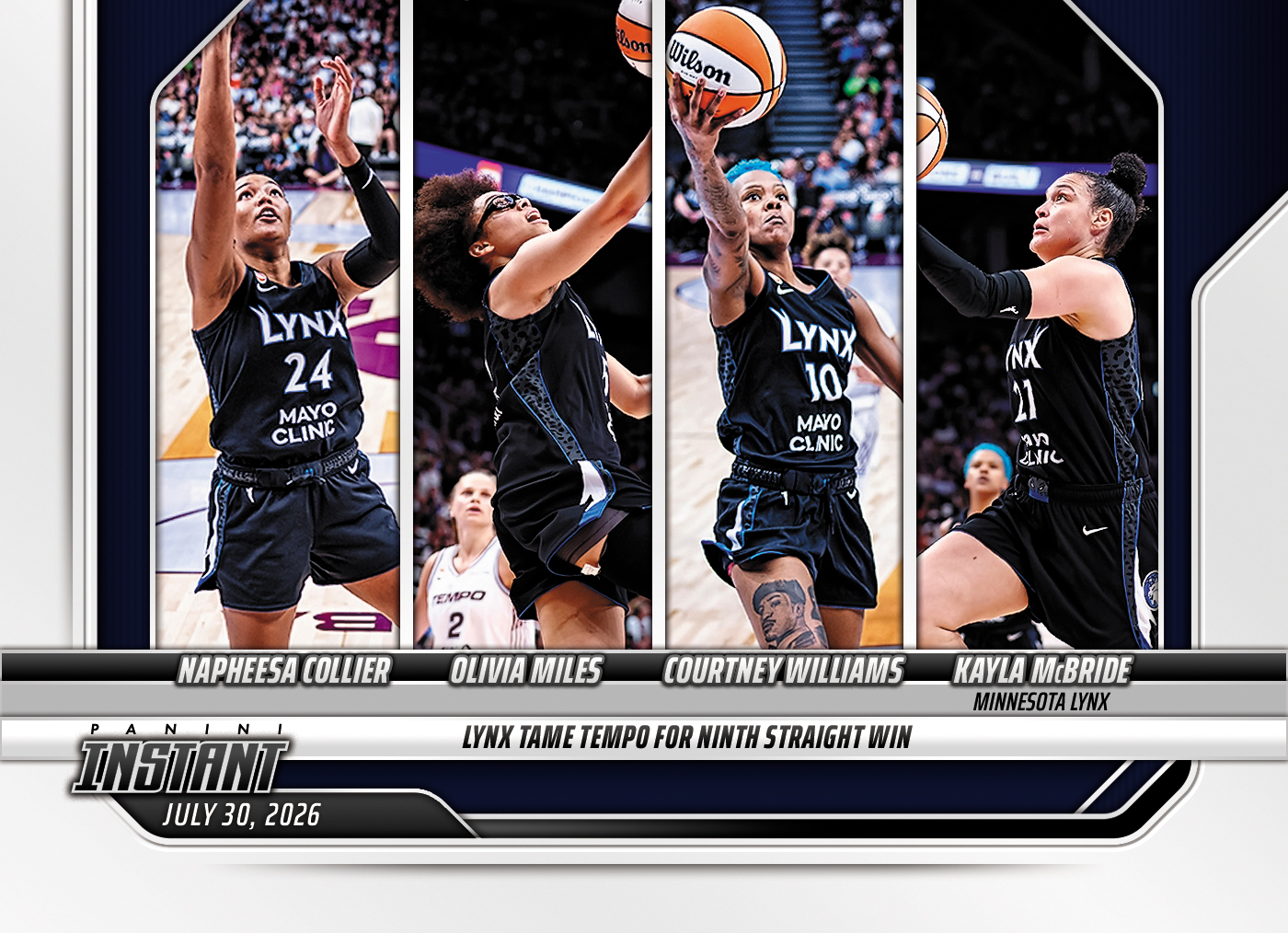 Detailed Image of Napheesa Collier/Olivia Miles/Courtney Williams/Kayla McBride - 2026 Panini Instant WNBA #271 - Base Card 25-pack