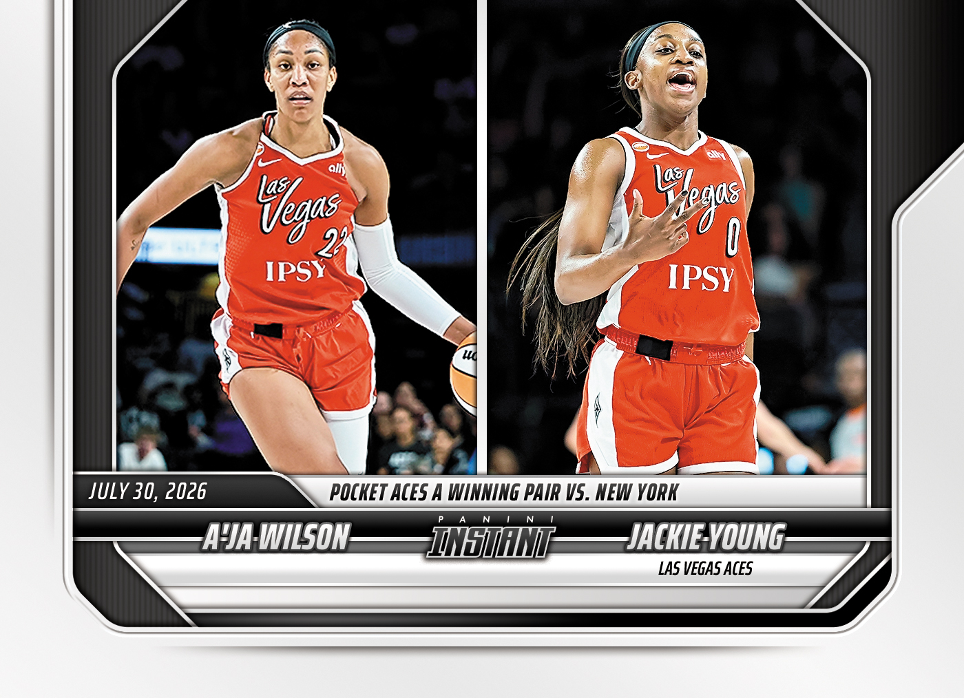 Detailed Image of A'ja Wilson/Jackie Young - 2026 Panini Instant WNBA #272 - Base Card 5-pack