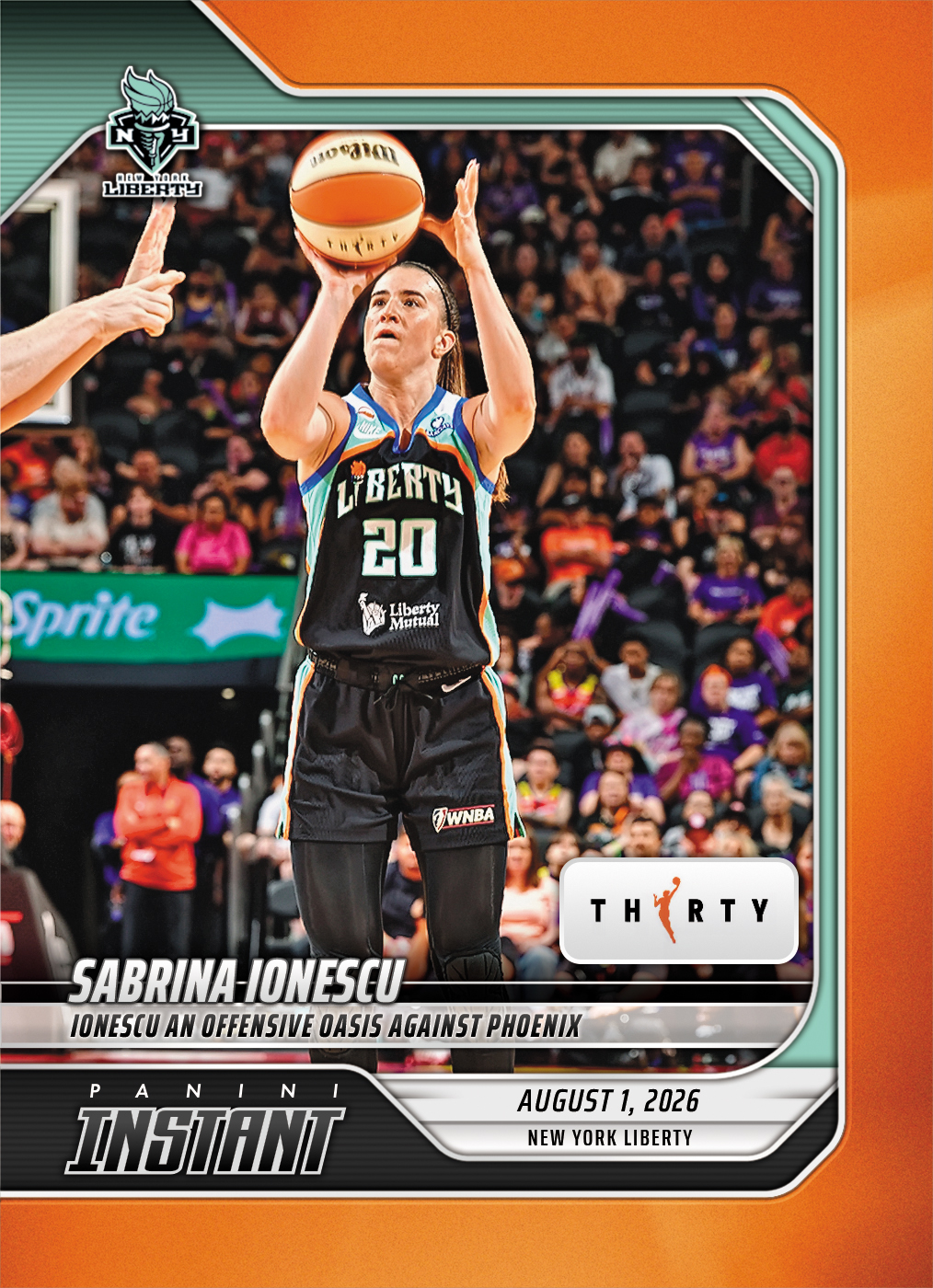 Detailed Image of Sabrina Ionescu - 2026 Panini Instant WNBA #277 - 30th Anniversary /30