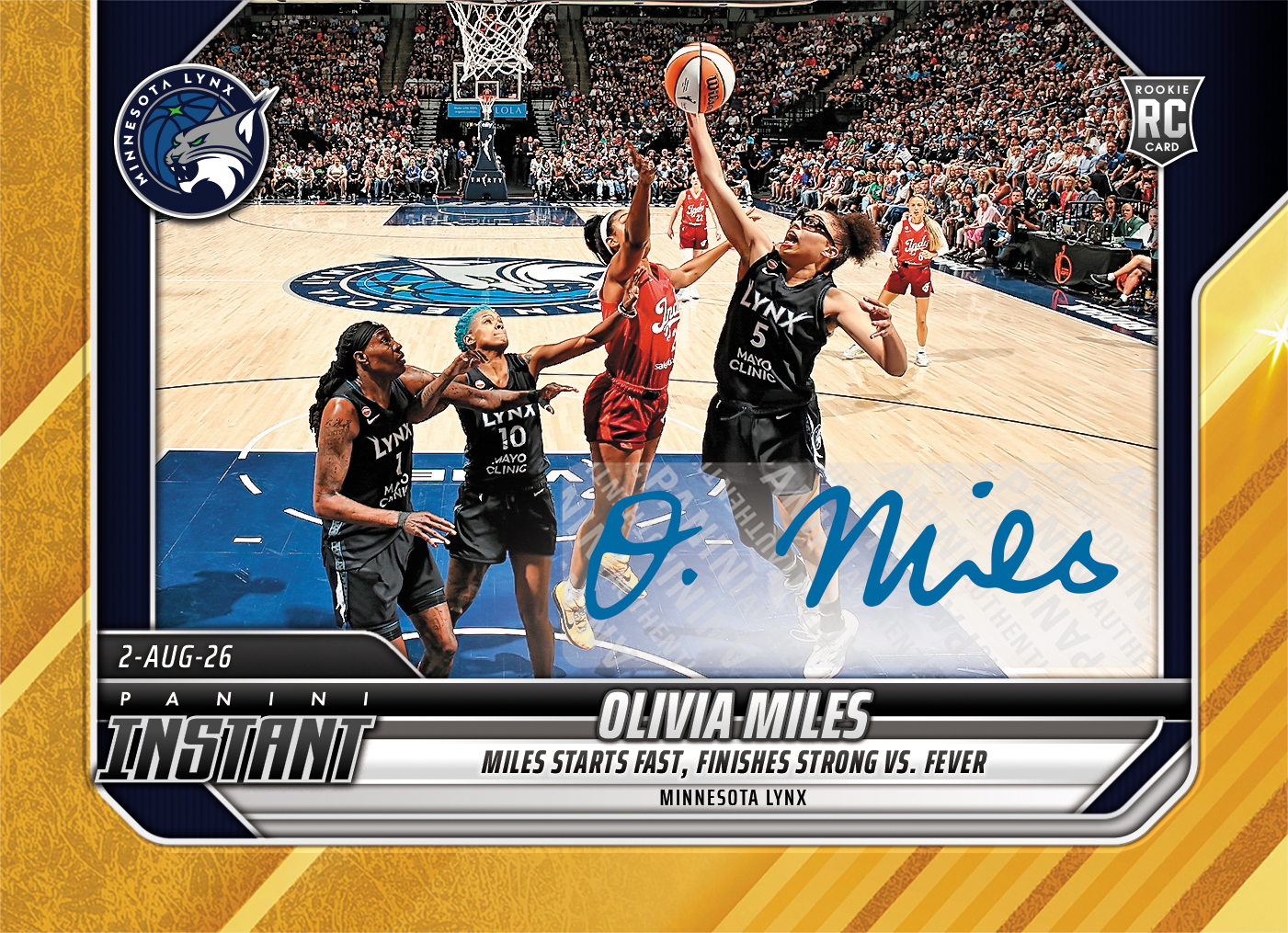Detailed Image of Olivia Miles - 2026 Panini Instant WNBA #278 - Gold /10 Auto