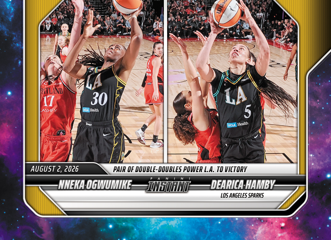 Detailed Image of Nneka Ogwumike/Dearica Hamby - 2026 Panini Instant WNBA #279 - Galaxy 1/1