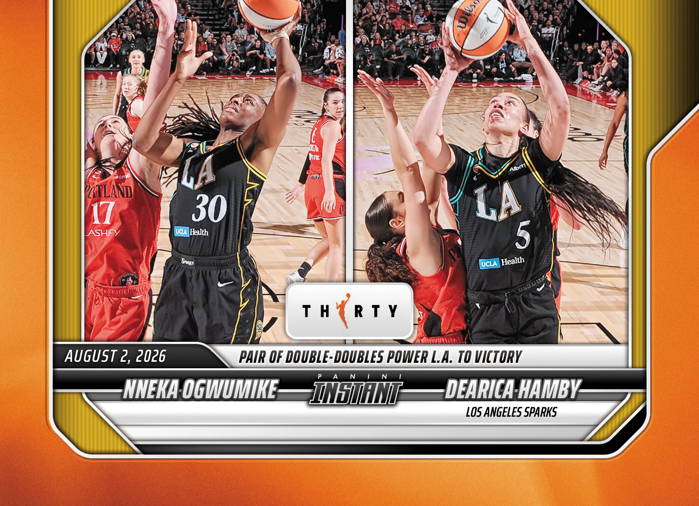 Detailed Image of Nneka Ogwumike/Dearica Hamby - 2026 Panini Instant WNBA #279 - 30th Anniversary /30