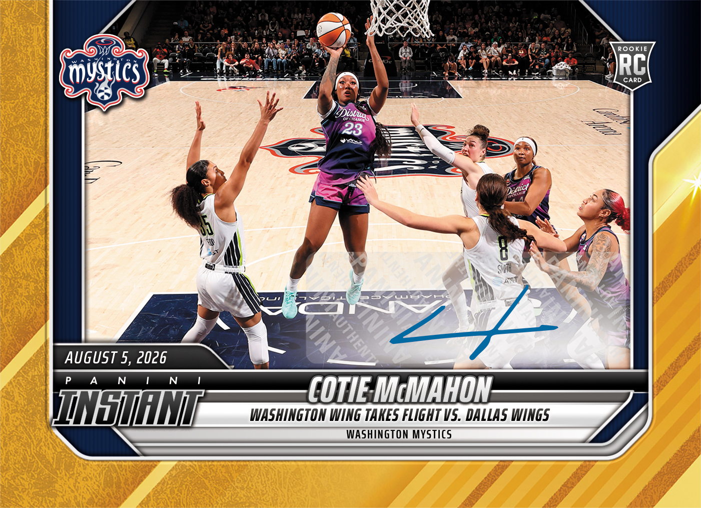 Detailed Image of Cotie McMahon - 2026 Panini Instant WNBA #286 - Gold /10 Auto
