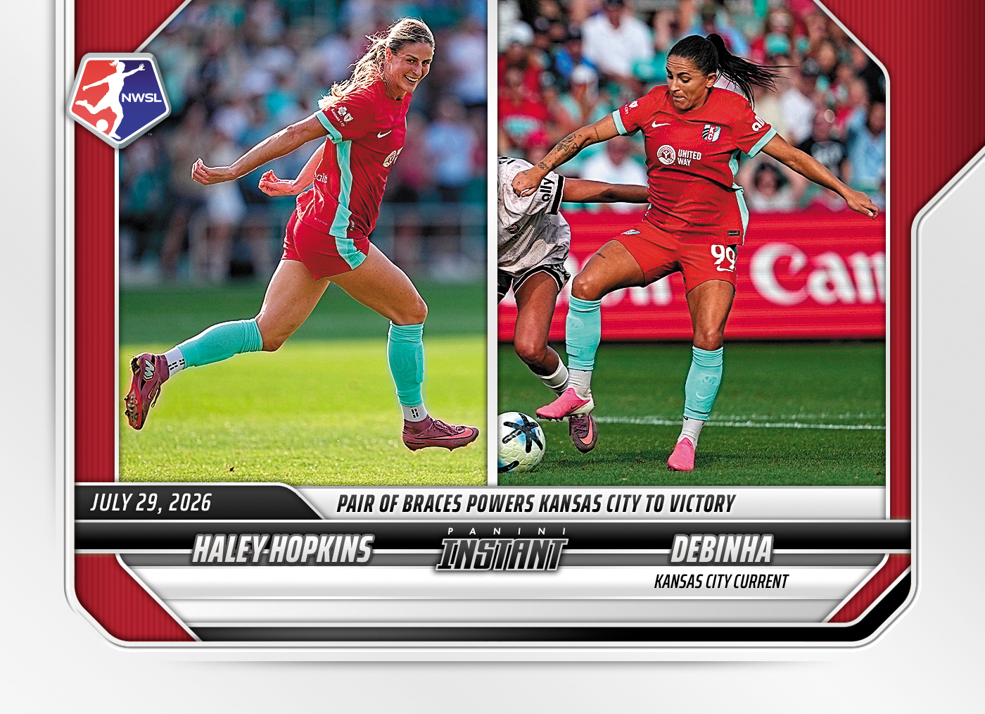Detailed Image of Haley Hopkins/Debinha - 2026 Panini Instant NWSL #121 - Base Card 10-pack