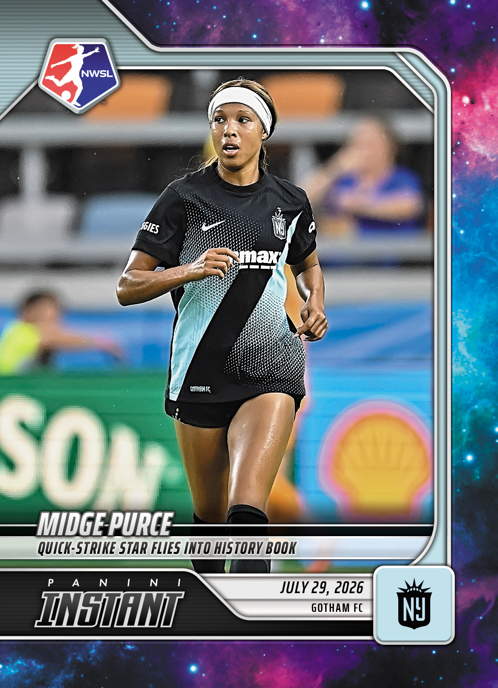 Detailed Image of Midge Purce - 2026 Panini Instant NWSL #123 - Galaxy 1/1