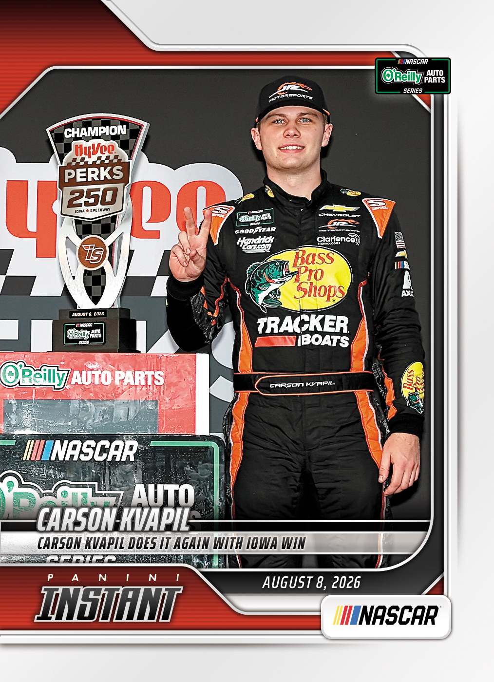 Detailed Image of Carson Kvapil - 2026 Panini Instant NASCAR #70 - Base Card