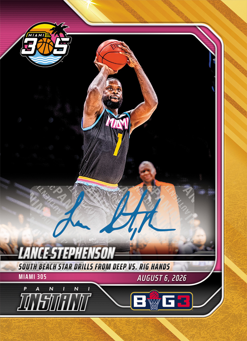 Detailed Image of Lance Stephenson - 2026 Panini Instant Big3 #34 - Gold /10 Auto