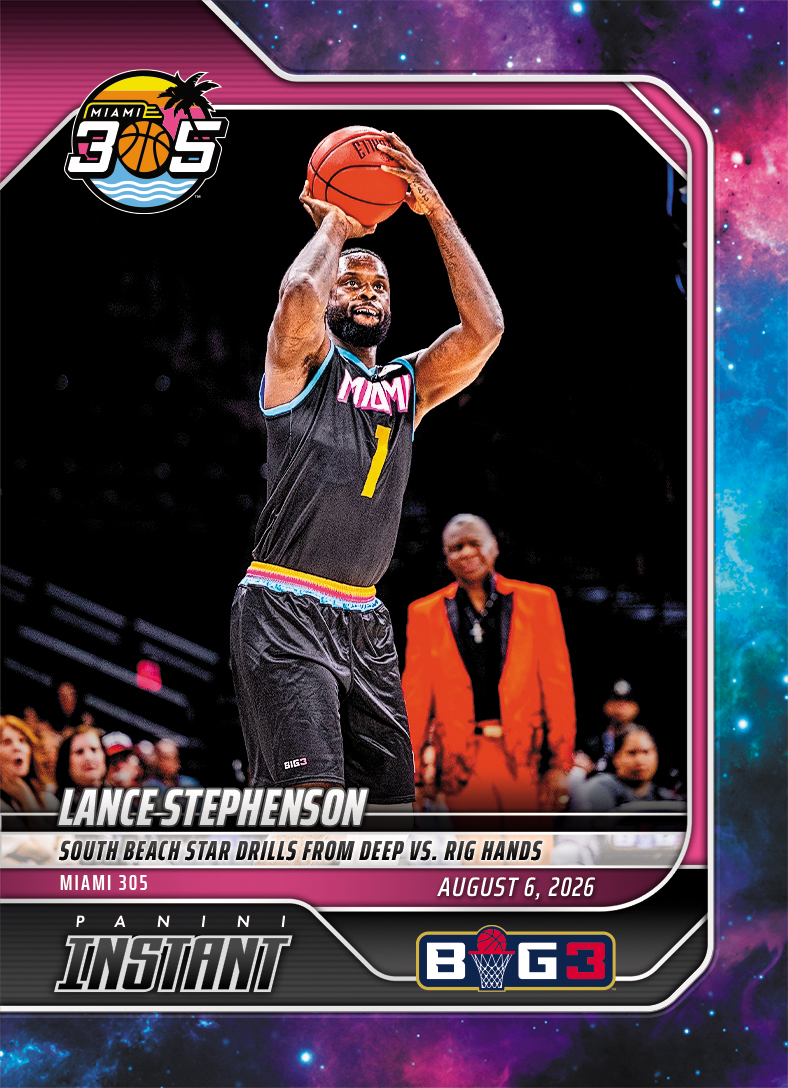 Detailed Image of Lance Stephenson - 2026 Panini Instant Big3 #34 - Galaxy 1/1