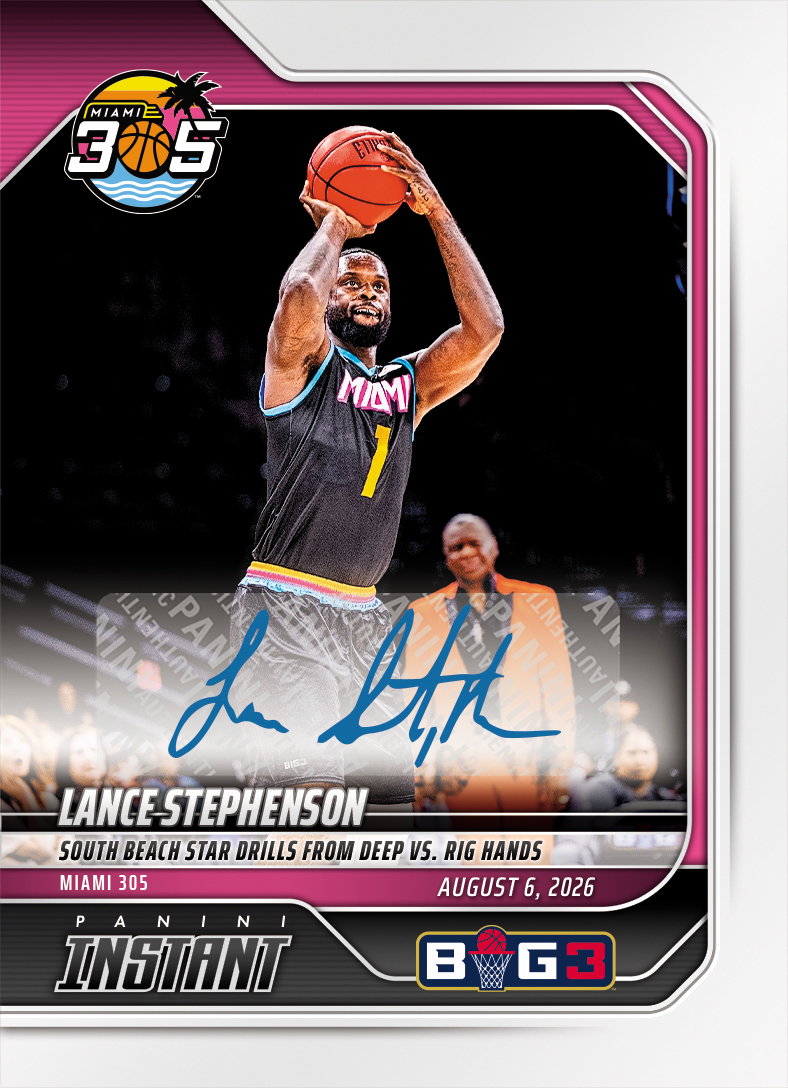Detailed Image of Lance Stephenson - 2026 Panini Instant Big3 #34 - Base /99 Auto