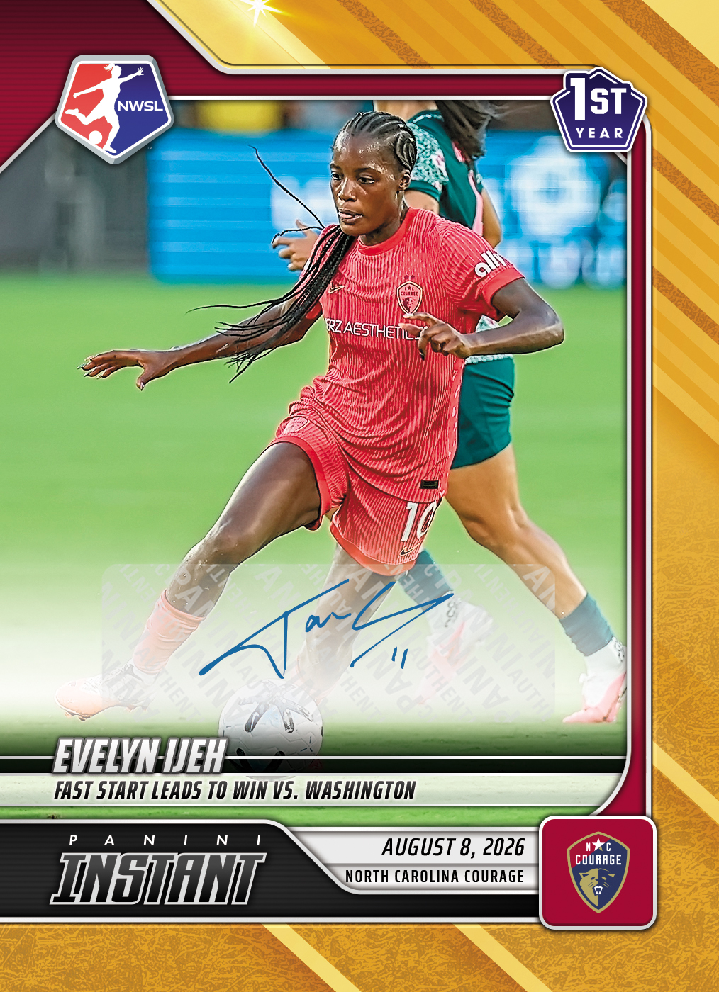 Detailed Image of Kennedy Wesley - 2026 Panini Instant NWSL #176 - Gold /10 Auto