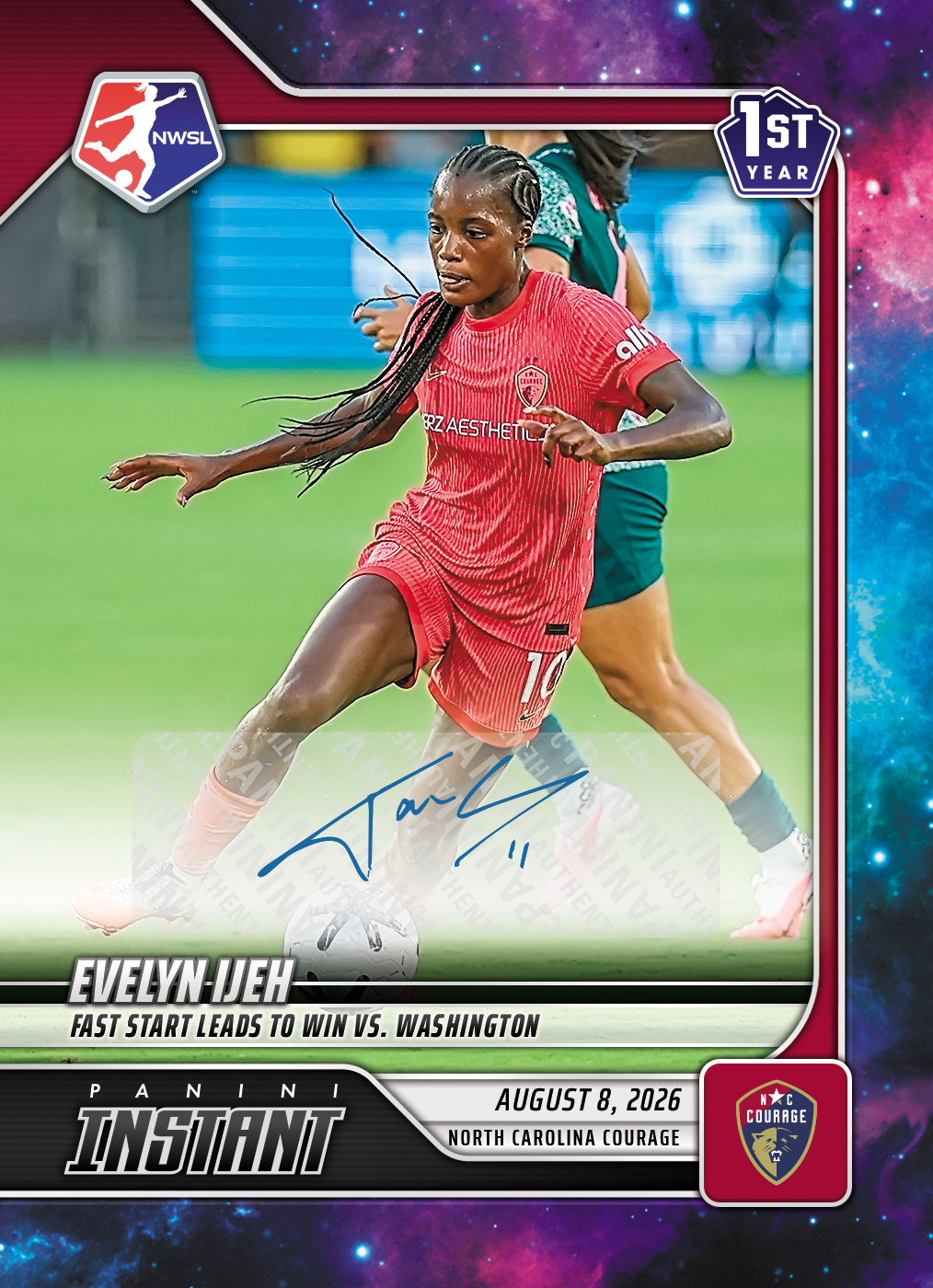 Detailed Image of Kennedy Wesley - 2026 Panini Instant NWSL #176 - Galaxy 1/1 Auto