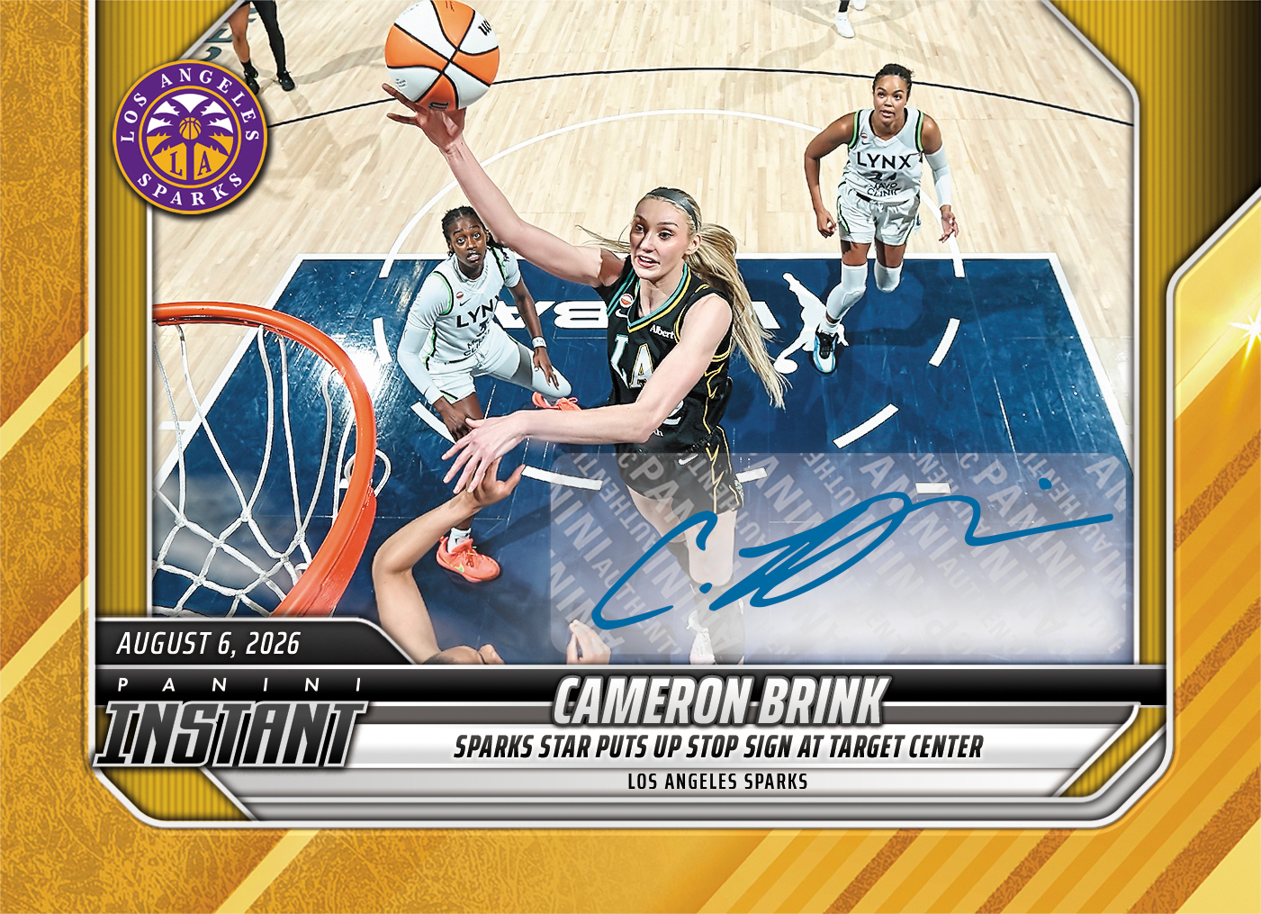 Product image 1 for - Cameron Brink - 2026 Panini Instant WNBA #288 - Gold /10 Auto