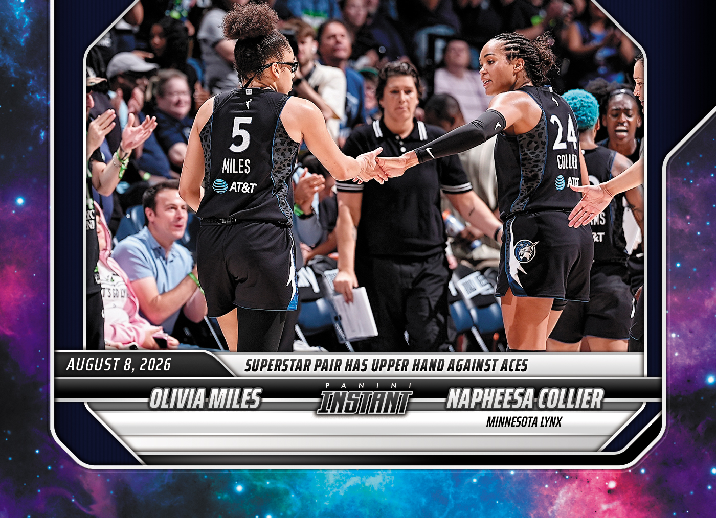 Detailed Image of Olivia Miles/Napheesa Collier - 2026 Panini Instant WNBA #292 - Galaxy 1/1