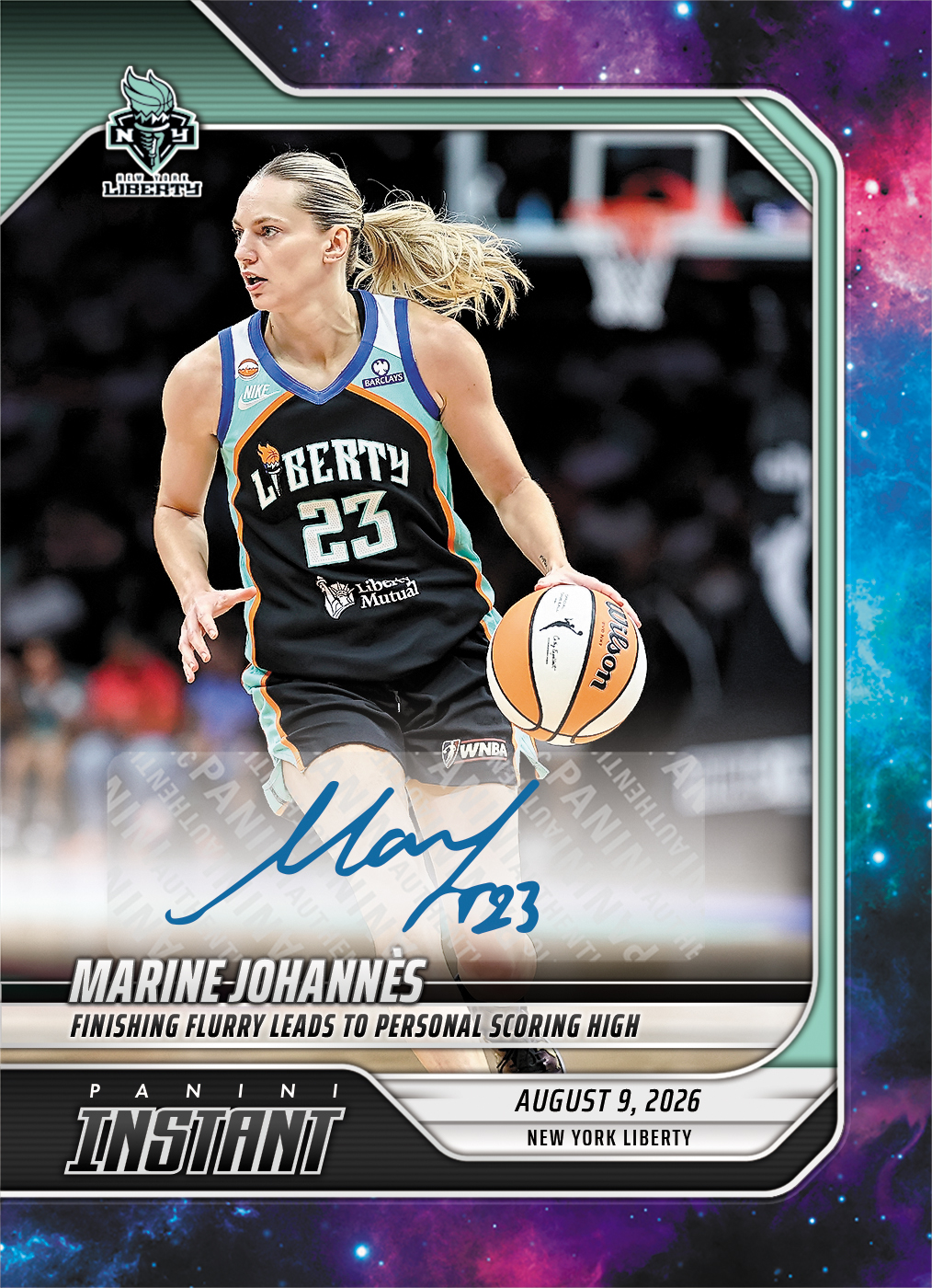Detailed Image of Marine Johannes - 2026 Panini Instant WNBA #295 - Galaxy 1/1 Auto