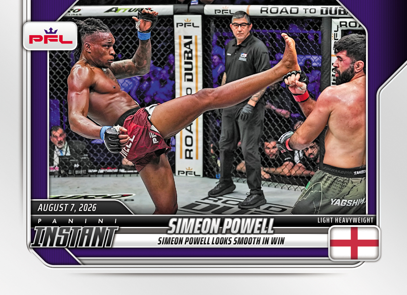 Detailed Image of Simeon Powell - 2026 Panini Instant PFL #32 - Base Card 25-pack