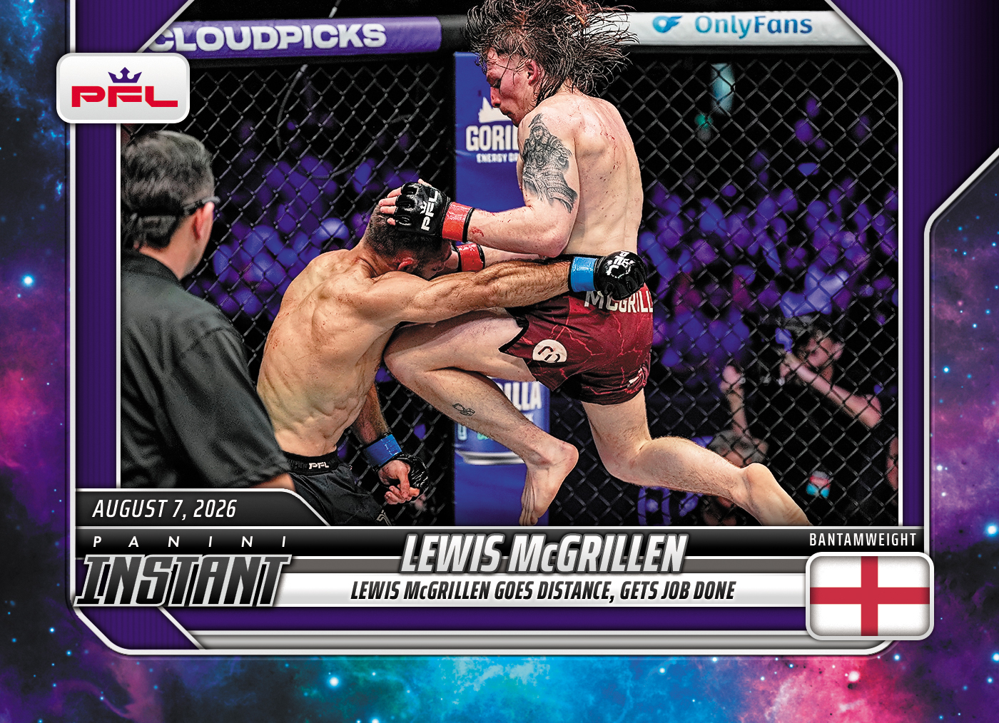 Detailed Image of Lewis McGrillen - 2026 Panini Instant PFL #34 - Galaxy 1/1