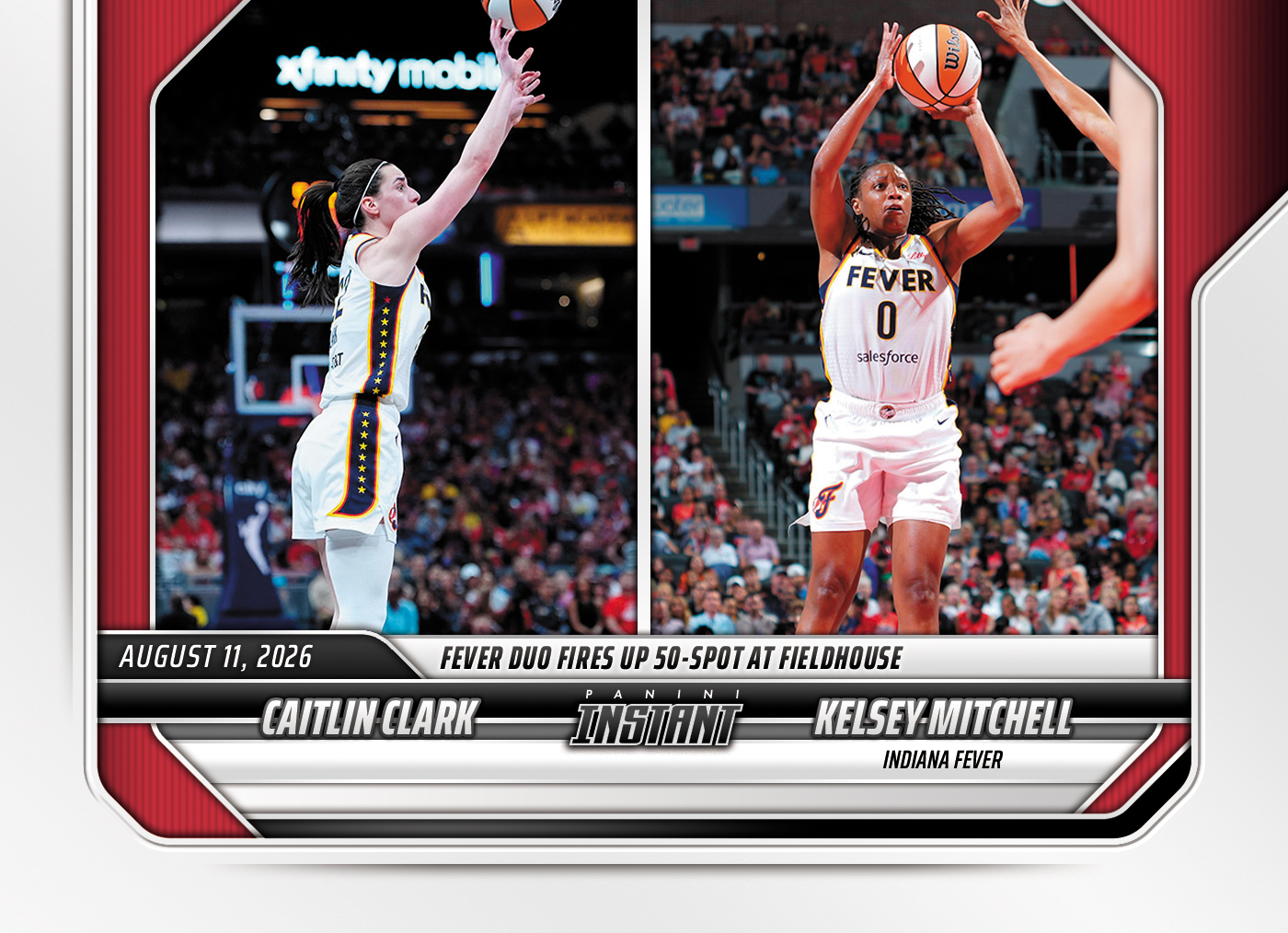 Detailed Image of Caitlin Clark/Kelsey Mitchell - 2026 Panini Instant WNBA #299 - Base Card