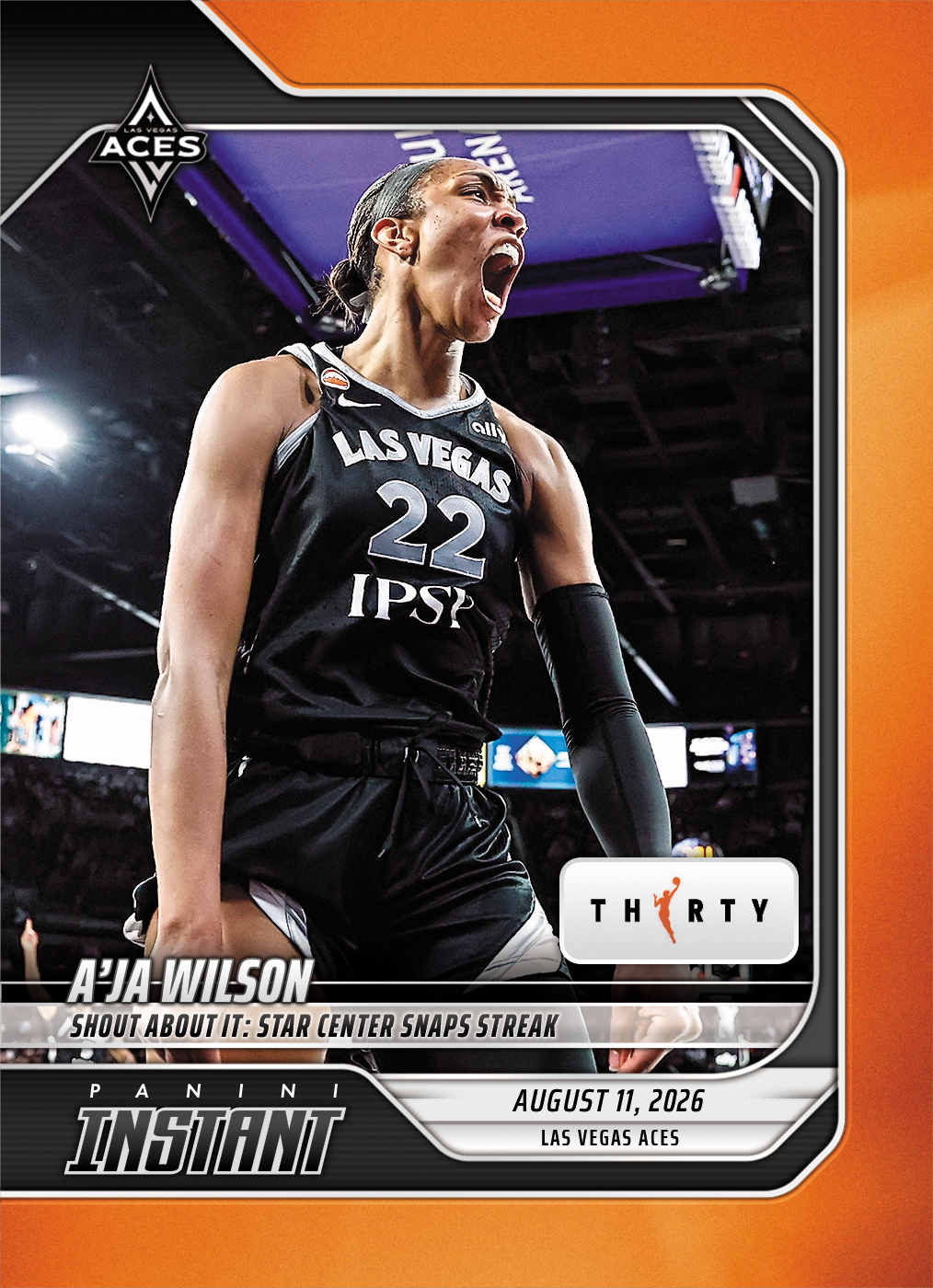 Detailed Image of A'ja Wilson - 2026 Panini Instant WNBA #300 - 30th Anniversary /30