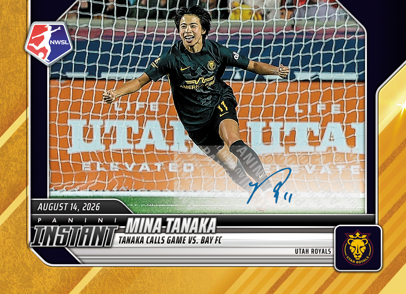 Detailed Image of Mina Tanaka - 2026 Panini Instant NWSL #138 - Gold /10 Auto