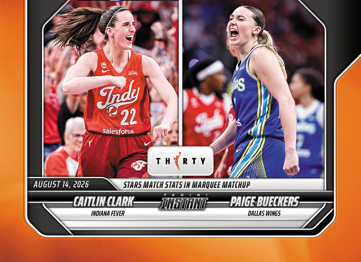 Detailed Image of Caitlin Clark/Paige Bueckers - 2026 Panini Instant WNBA #307 - 30th Anniversary /30