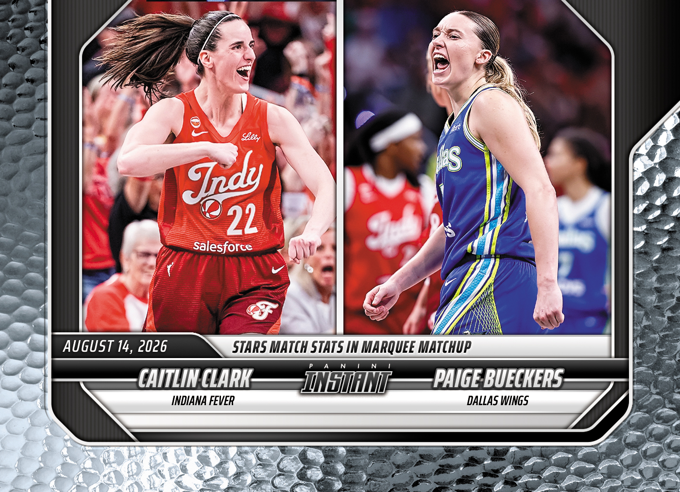 Detailed Image of Caitlin Clark/Paige Bueckers - 2026 Panini Instant WNBA #307 - Metallic /5