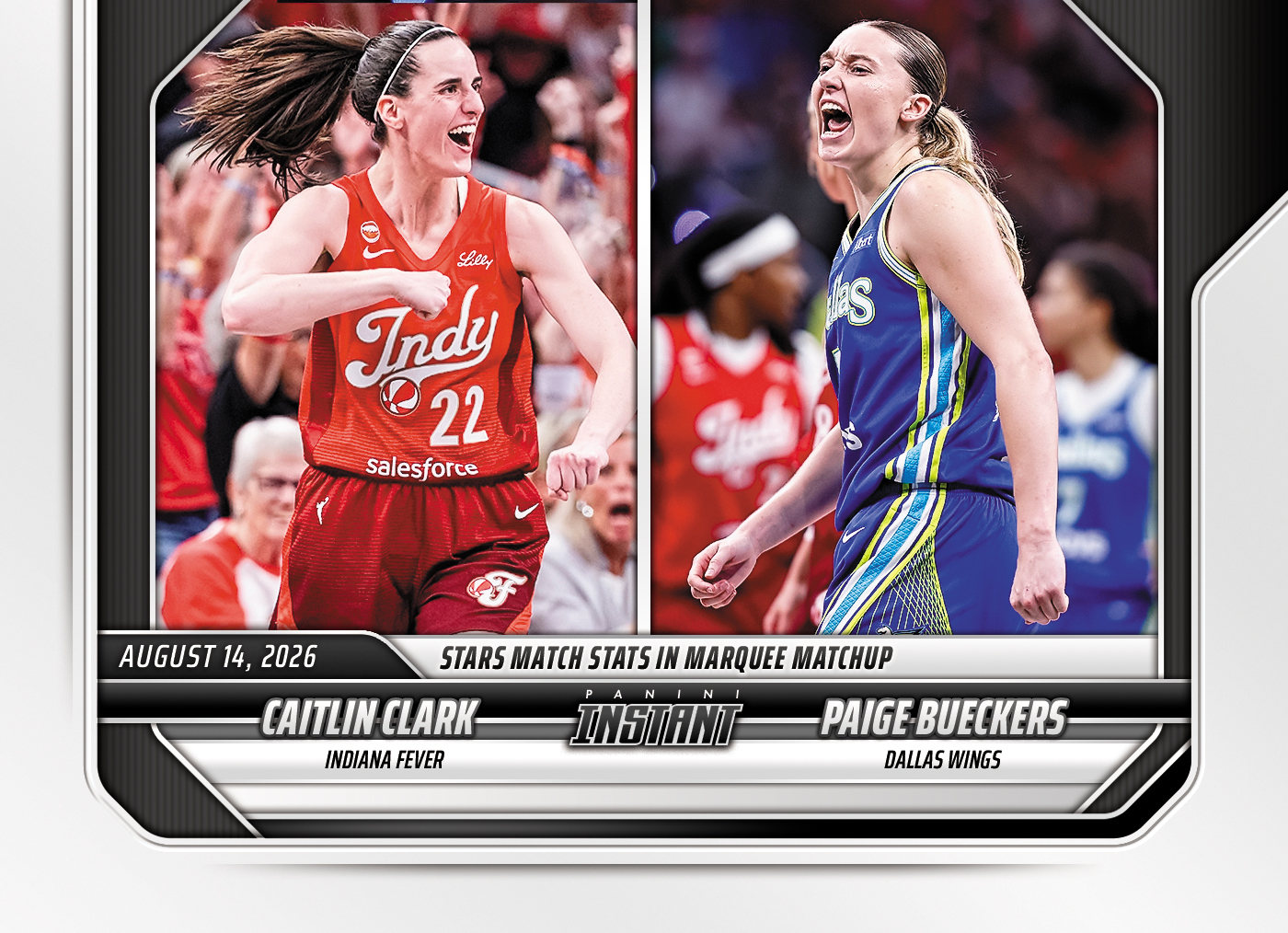 Detailed Image of Caitlin Clark/Paige Bueckers - 2026 Panini Instant WNBA #307 - Base Card 25-pack