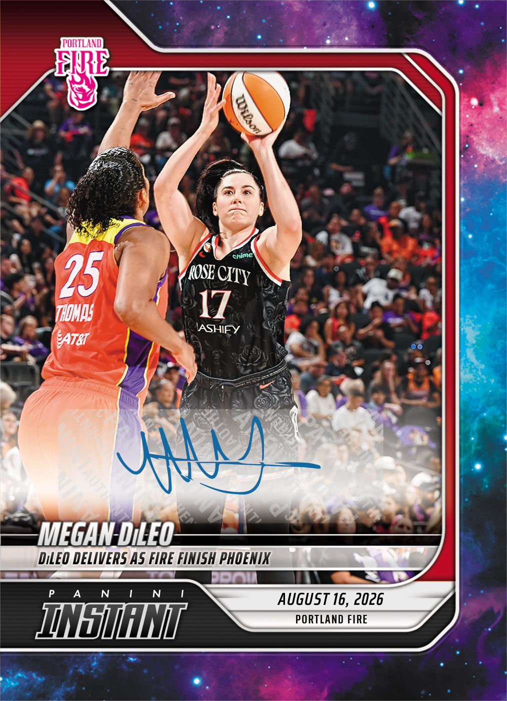 Detailed Image of Megan DiLeo - 2026 Panini Instant WNBA #312 - Galaxy 1/1 Auto