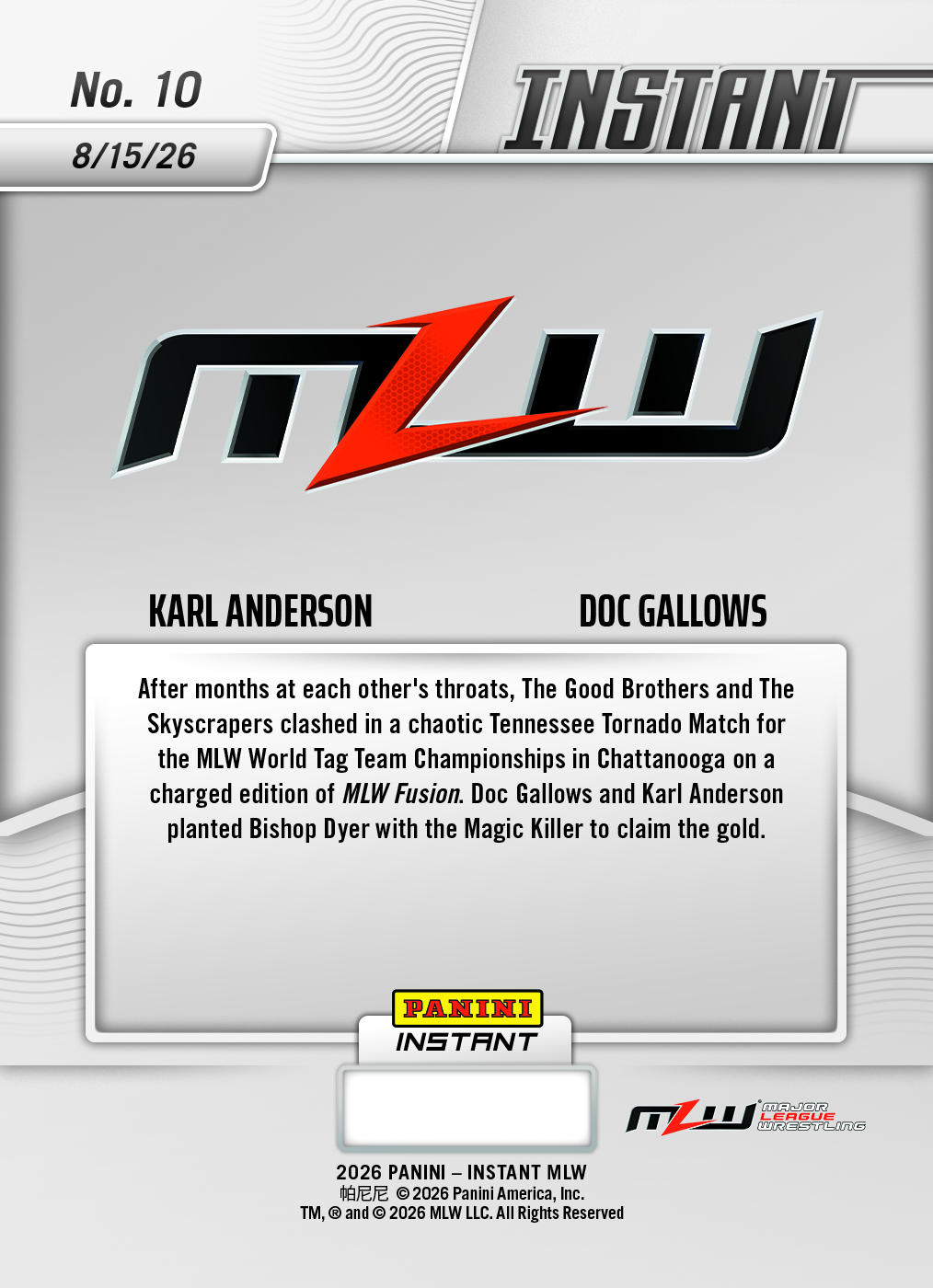 Product thumbnail image 2 of Karl Anderson/Doc Gallows - 2026 Panini Instant MLW #10 - Base Card 10-pack