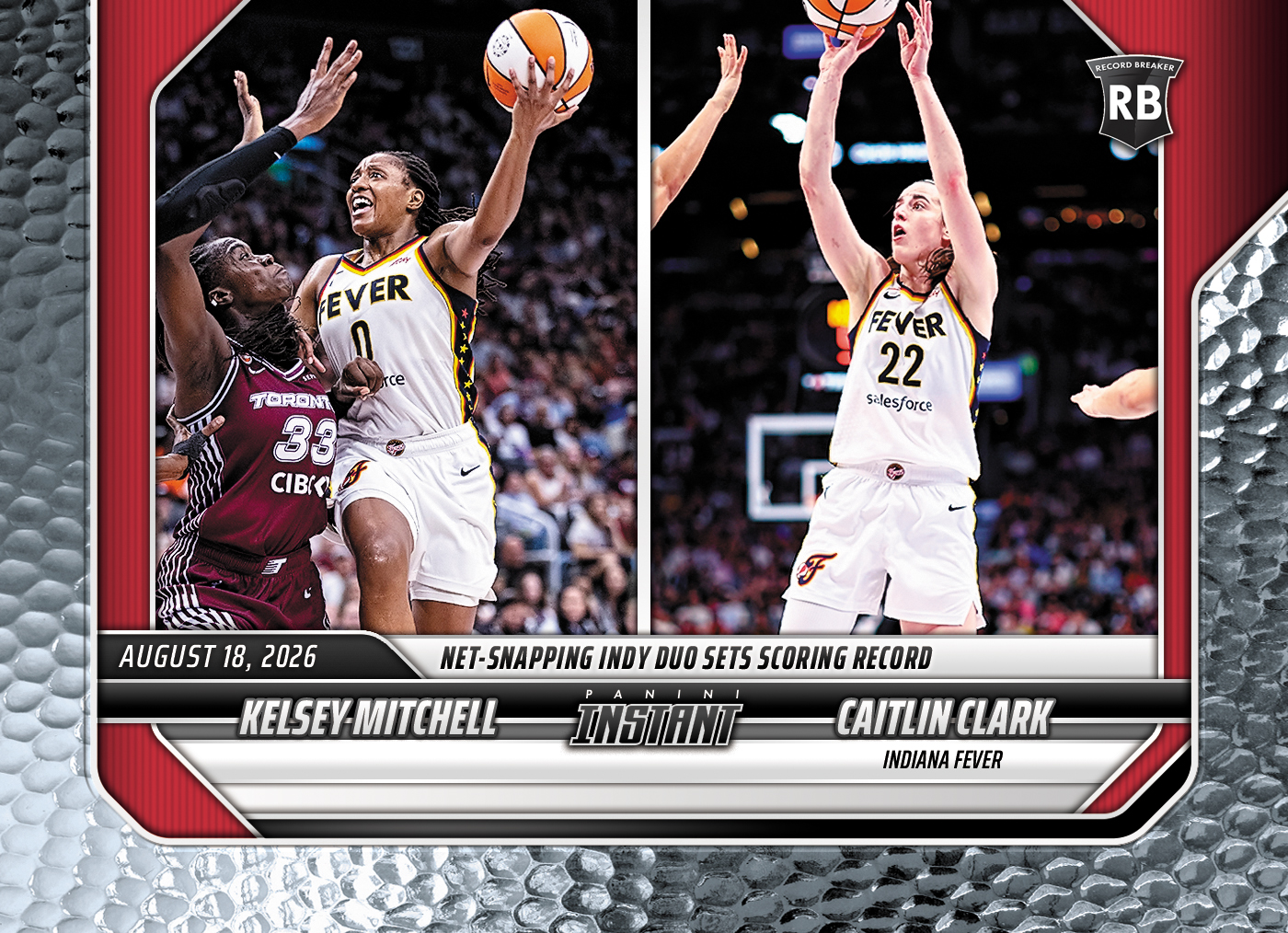 Detailed Image of Kelsey Mitchell/Caitlin Clark - 2026 Panini Instant WNBA #316 - Metallic /5