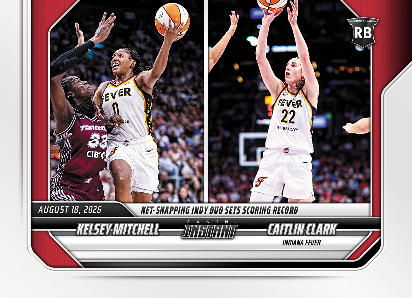 Detailed Image of Kelsey Mitchell/Caitlin Clark - 2026 Panini Instant WNBA #316 - Base Card