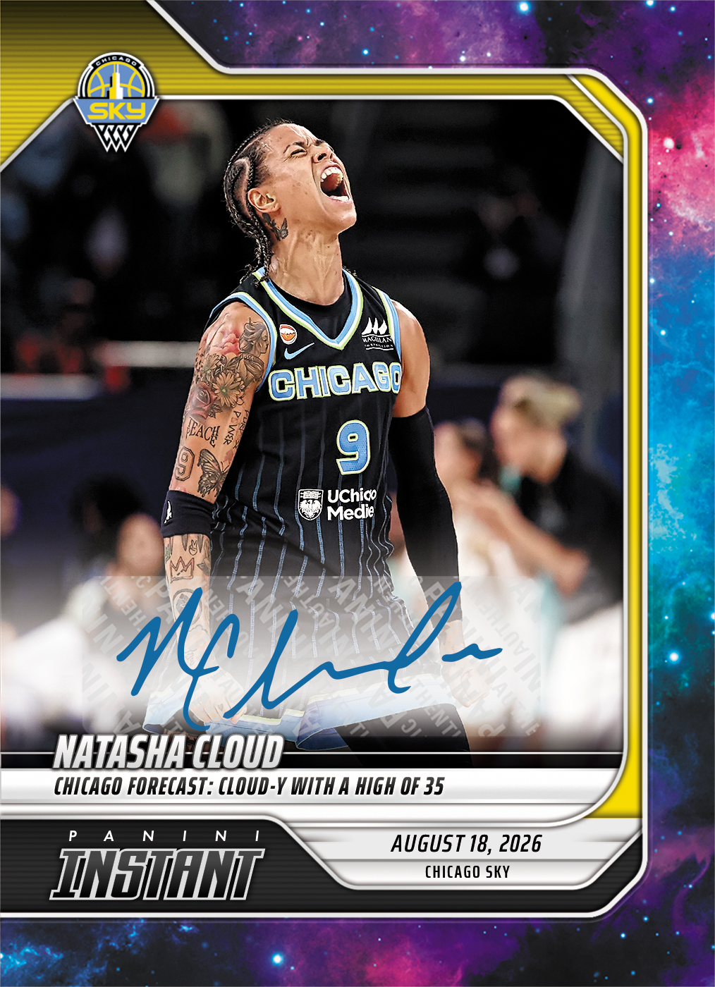 Detailed Image of Natasha Cloud - 2026 Panini Instant WNBA #317 - Galaxy 1/1 Auto