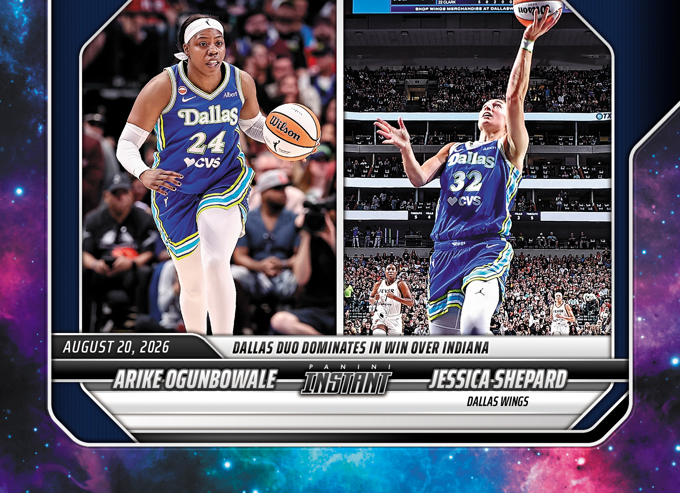 Detailed Image of Arike Ogunbowale/Jessica Shepard - 2026 Panini Instant WNBA #322 - Galaxy 1/1