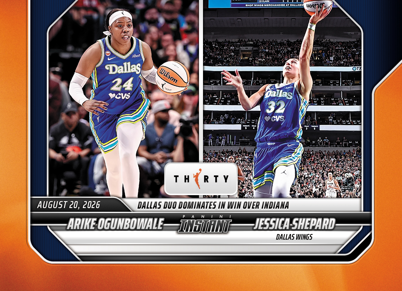 Detailed Image of Arike Ogunbowale/Jessica Shepard - 2026 Panini Instant WNBA #322 - 30th Anniversary /30