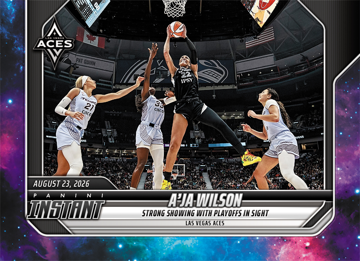 Detailed Image of A'ja Wilson - 2026 Panini Instant WNBA #332 - Galaxy 1/1